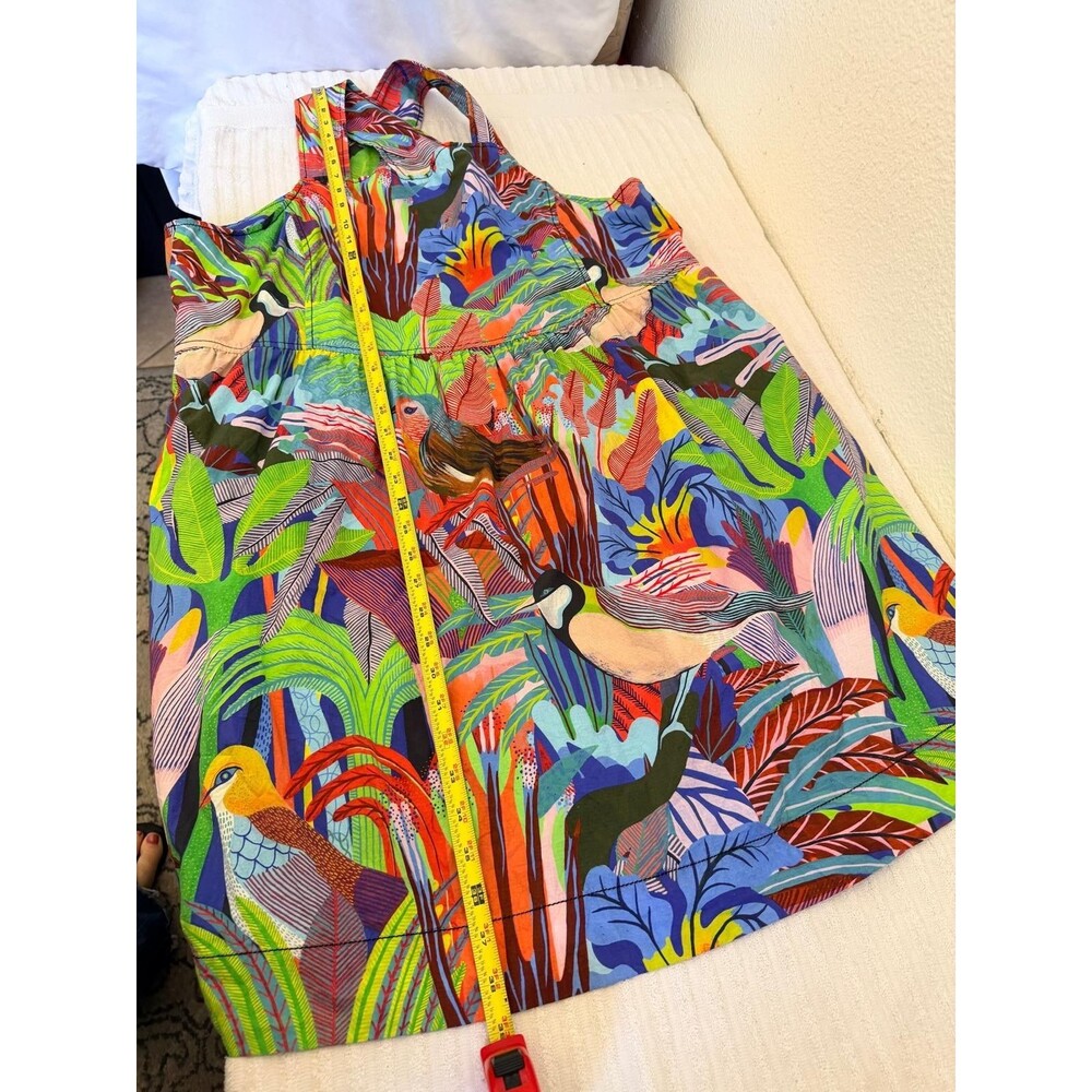 Anthropologie Orange Sigal Bird Palm Sundress Crossback Pockets Size XL Tropical - Picture 9 of 14